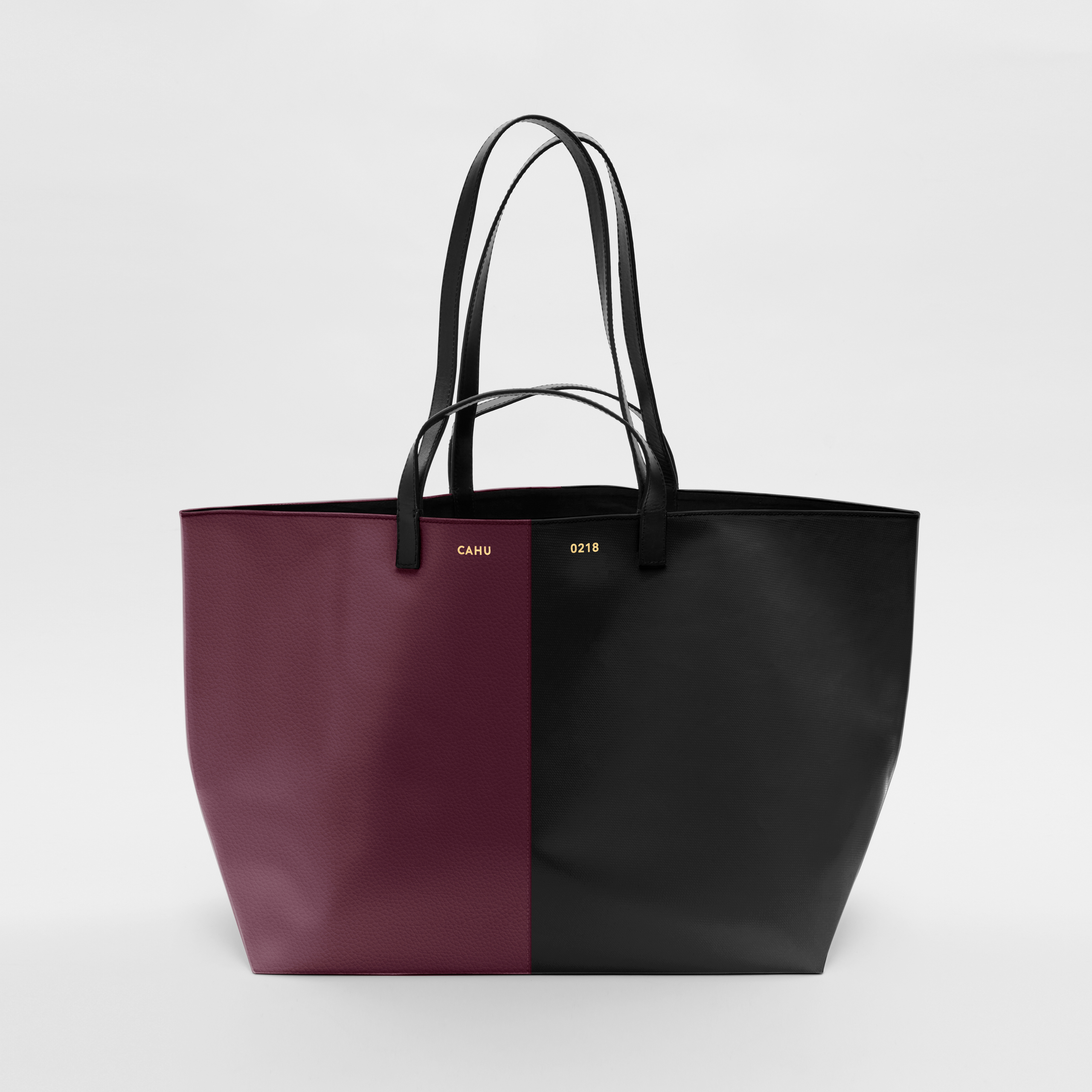 THE PRATIQUE LEATHER-PVC EGGPLANT/BLACK